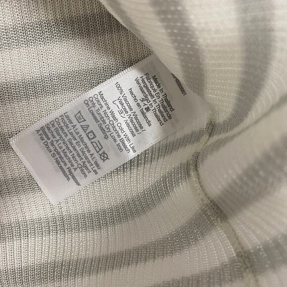 Madewell Sweater Womens S White Gray Viscose Short Sleeve Rib Tee Shirt NQ336 - Picture 8 of 10